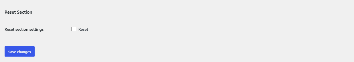 Reset section control at the bottom of any Quantity Manager settings section