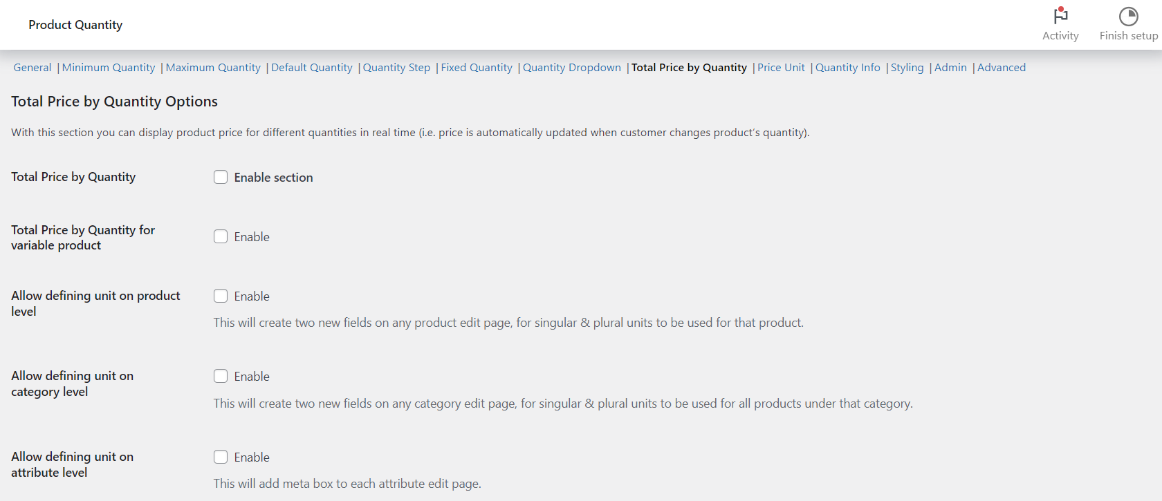 Total Price by Quantity options in Quantity Manager