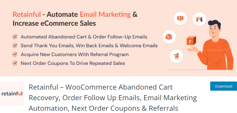 Retainful – WooCommerce Abandoned Cart Recovery, Order Follow-Up Emails, Email Marketing Automation, Next Order Coupons, and Referrals