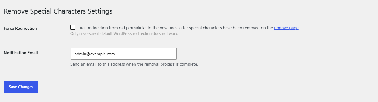 Settings, Special Characters page, General tab