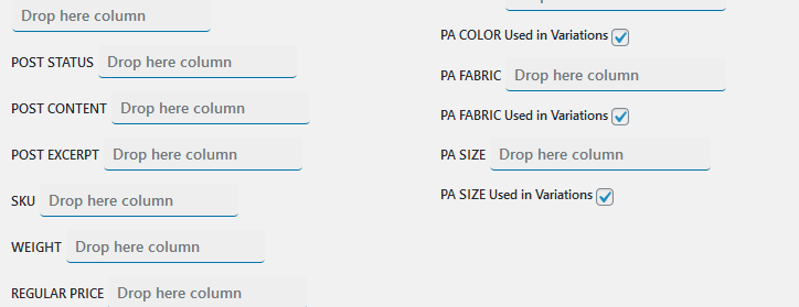 Selecting which attributes are used for variations during import