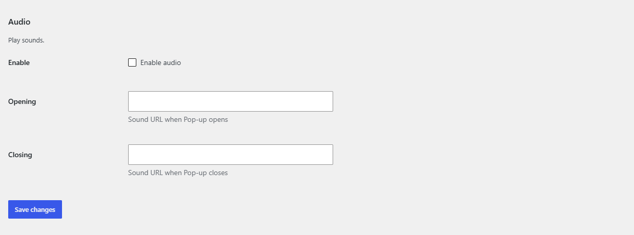 Audio group in the Popup Notices General section