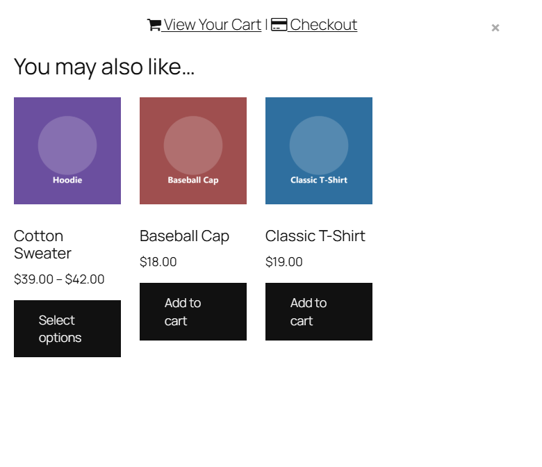 upsell popup open on a single product page after clicking Add to cart